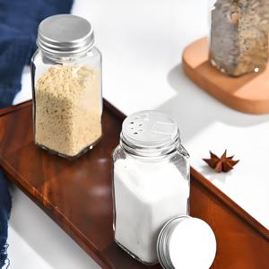 Barattoli in Vetro Quadrati Wishome con Coperchi Ermetici, Contenitori Trasparenti per Spezie Sicuri per Alimenti, per Organizzazione e Conservazione in Dispensa - Product Image 3