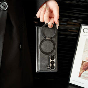 360 rotatif en aluminium pliant béquille PU étui de téléphone en cuir pour Samsung Galaxy <span class=keywords><strong>Z</strong></span> pli 7 6 5 <span class=keywords><strong>4</strong></span> couverture magnétique de charge sans fil - Product Image 5