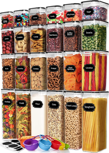 Food-Grade Plastic <b>Storage</b> <b>Jars</b> - Various Size Sets Airtight Stackable Dry Goods Pasta Grains Dried & Snacks <b>for</b> <b>Kitchen</b> <b>Storage</b> - Product Image 1