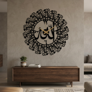 Contemporary Metal Wall <b>Clock</b> Round Abstract Geometric Design <b>Mirror</b> Effect Quartz Analog Hanging Living Room Decor Ramadan - Product Image 4