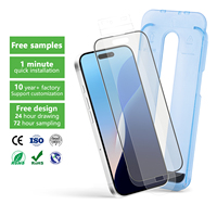 Aurey Protection d'écran en verre trempé anti-empreintes digitales, anti-poussière, brillant, anti-reflets, mat, 9H pour iPhone 15 16 Pro Max