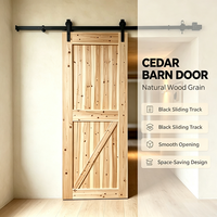 Simple Structure Solid Fir Wood Barn Door Sliding Partition Door for Studio and Office Room Separation