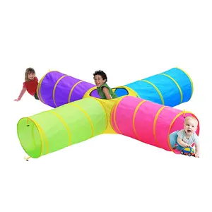 Folding Play Tunnel Tent Pop Up Playhouse Cross Tunnel Play Tent For Kids Children