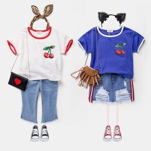 Offre Spéciale enfant <span class=keywords><strong>vêtements</strong></span> fille logo personnalisé fruits du métier à tisser cerise imprimé t-shirts - Product Image 1