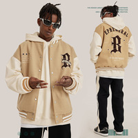 Veste universitaire Letterman personnalisée pour hommes veste de baseball en PU avec broderie de serviette vêtements de rue veste universitaire en cuir pour hommes