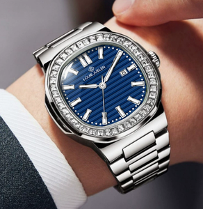 Reloj de Lujo Personalizado Mark Fairwhale para Hombre, Reloj de Cuarzo de Acero Inoxidable, a la Moda, Resistente al Agua, con Esfera de Moissanita de Alta Calidad - Product Image 2