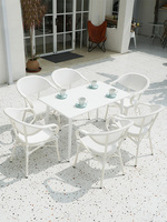 Table et chaises de loisirs en rotin tissé, hôtel jardin, salon de thé au lait, 5 pièces de meubles