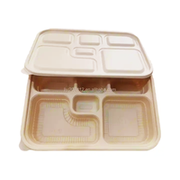 Boîte à lunch bento jetable biodégradable compostable en bambou écologique avec couvercle, 6 compartiments, utilisable au micro-ondes