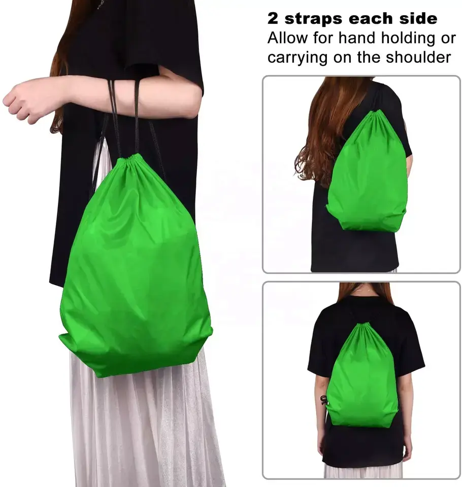 Logotipo personalizado Plain Polyester Drawstring Bag Eco Amigável Nylon Carry Gift Bag Drawstring Bag