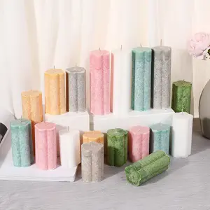 Wholesale 5cm*10cm Creative Handmade Ice Flower Column Pillar Scented Candle Household Decor Wedding Church Scented Candle