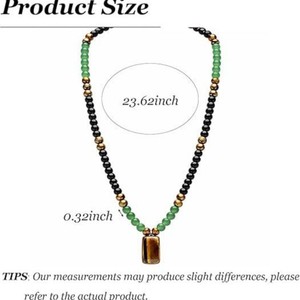 Collier pendentif carré en cristal 6mm 8mm, obsidienne noire, aventurine verte, œil de tigre, bijoux de guérison énergétique et de recharge - Product Image 2