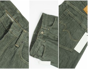 Jeans in <span class=keywords><strong>Denim</strong></span> stile giapponese Vintage stile giapponese Jeans dritti a vita media Jeans Jeans dritti con cimosa verde militare <span class=keywords><strong>Denim</strong></span> - Product Image 5