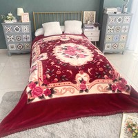 Couverture Raschel Hiver 150*207cm pour Bébé et Adulte, Motif Gaufré à Rayures Unies, Tissage de Qualité, Vente en Gros