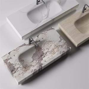 Lavabo Integrado de <span class=keywords><strong>Diseño</strong></span> Moderno en Tablero Laminado Curvado en Caliente, Lavabo Rectangular con Ranura de Drenaje para Muebles de Baño - Product Image 6