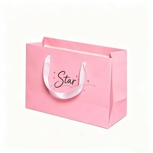 Sacs en papier cartonnés de luxe écologiques et recyclables, impression offset avec ruban, taille personnalisée, promotion directe d'usine - Product Image 2