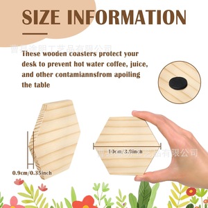 Posavasos de madera en forma de corazón, tapetes aislantes del calor de madera maciza para mesa, manualidades DIY, 10 Uds. Con almohadillas adhesivas - Product Image 4