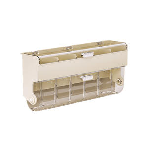 Caja de almacenamiento para baño, montada en la pared, con tapa, color amarillo cremoso, rectangular, con compartimentos, para organizar cosméticos en el baño - Product Image 1