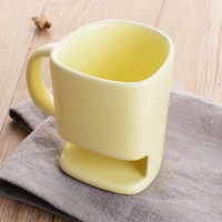 Tasse à café de poche en céramique avec biscuit, double face, jaune, blanc, pour biscuits