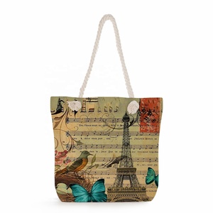 Bolsas de Playa Personalizadas con Estampado de la Torre Eiffel, Lindas y con Dibujos Animados, Venta al Por Mayor de Fábrica - Product Image 4