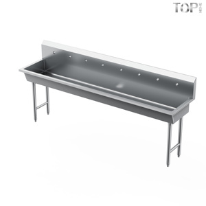 Évier commercial en acier inoxydable 304 de <span class=keywords><strong>96</strong></span> pouces à quatre stations, autoportant, avec panier de vidange, finition polie, résistant à la corrosion - Product Image 4
