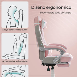 Chaise De Course Rose Réglable En Hauteur Capacité De 150kg Fauteuil De <span class=keywords><strong>Bureau</strong></span> Ergonomique Chaise De <span class=keywords><strong>Bureau</strong></span> Exécutif En Cuir PU Avec Repose-pieds - Product Image 4