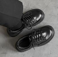 Chaussures décontractées à lacets pour hommes, populaires, à semelles épaisses, en cuir, à bout large, style Bullock, pour l'extérieur