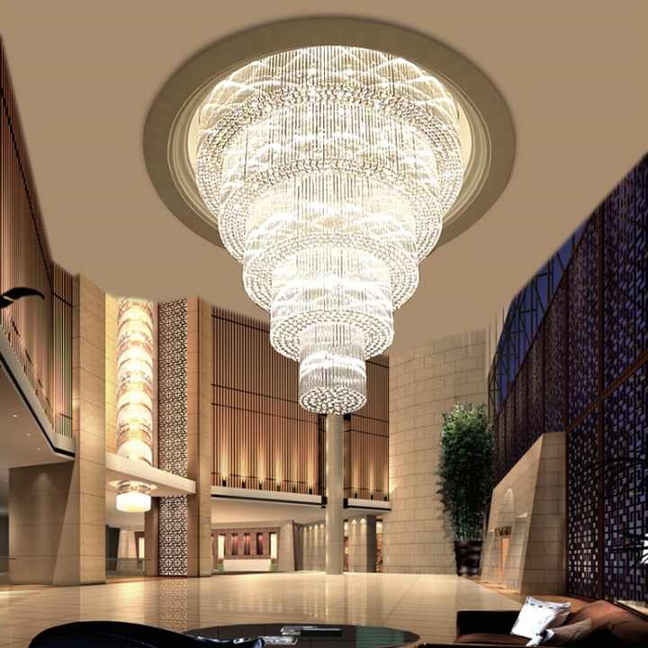 Modern Luxury Crystal Decorative Chandeliers K9 Crystal Hotel Long Chandelier&Pendant Lights for Lounge Custom Projects Solution