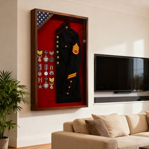 Vitrine d'exposition pour uniforme JROTC noir Iheipye Tendances 2025, en bois massif et acrylique, avec protection <span class=keywords><strong>UV</strong></span>, cadre mural - Product Image 6