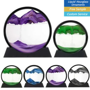 Meilleures ventes : Tableau d'art de sable mouvant 3D à effet profond, cadre rond en acrylique, peinture à sable liquide, décoration nordique pour salon - Product Image 2