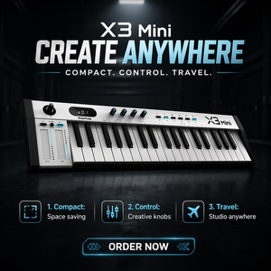Clavier <span class=keywords><strong>MIDI</strong></span> <span class=keywords><strong>USB</strong></span> Midiplus X3 Mini II, 37 touches fines, contrôleur DAW professionnel avec échelles intelligentes et commandes de transport - Product Image 1