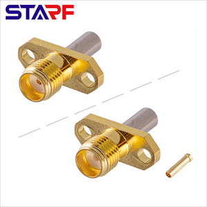 Connecteur coaxial RF en cuivre RG316 SMA femelle à 2 trous <span class=keywords><strong>pour</strong></span> panneau, compatible câbles RG316, RG174, LMR100 - Product Image 3