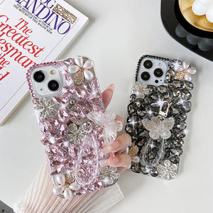 Luxe Strass Papillon Chaîne Téléphone Cas Couvre pour iPhone 15 14 13 12 <span class=keywords><strong>mini</strong></span> 8 7 <span class=keywords><strong>Samsung</strong></span> S24 S23 <span class=keywords><strong>A13</strong></span> A14 A25 A34 A54 - Product Image 2
