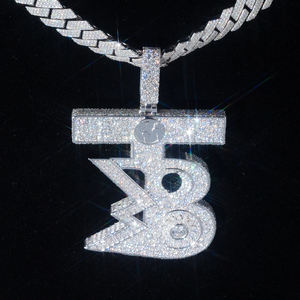Colgante de Letra Estilo Hip Hop con Diamantes de Laboratorio VVS, Certificado IGI, con Diamantes Baguette, Cadena de Plata 925, Joyería Fina - Product Image 1