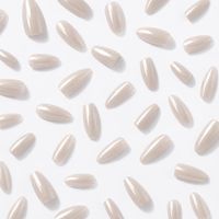 Faux ongles à presser style ballerine, nude laiteux nacré effet œil de chat, brillants et réutilisables pour femmes