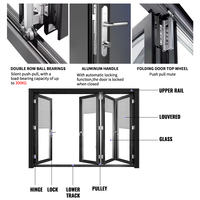Portes pliantes en aluminium robustes EEHE, quincaillerie allemande, certifiées CE, porte vitrée pliante pour balcon et terrasse d'appartement