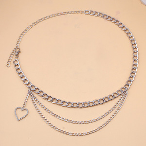 Chaîne de taille en forme de cœur en alliage de zinc avec strass, ceinture décorative pour femme, chaîne de corps tendance pour usage quotidien - Product Image 4