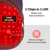 Nouveau Casque de Thérapie par Lumière Rouge 3-en-1, Chapeau de Thérapie par Lumière LED 84 LED, Casque Portable de Thérapie par Lumière Rouge pour Soins Capillaires, Casquette Béret pour Usage Domestique