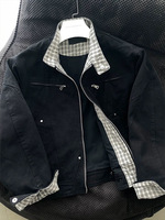 Blouson Bomber Homme Réversible Col V Bicolore Zippé Hiver ODM Logo Frontal Décontracté Streetwear