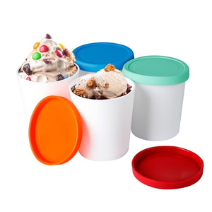 Conteneur à crème glacée réutilisable en silicone écologique personnalisé avec couvercle - Product Image 1