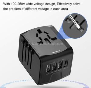 Global <b>Universal</b> 3USB+Type-C Travel <b>Adapter</b> US UK EU AU <b>Plug</b> 4 in 1 Quick Charging Charger for Mobile Phone - Product Image 4