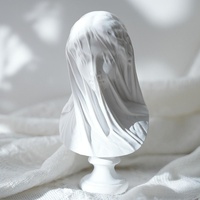 Statuette en résine de dame voilée de style classique européen, texture de pierre blanche, buste pour décoration de table à la maison