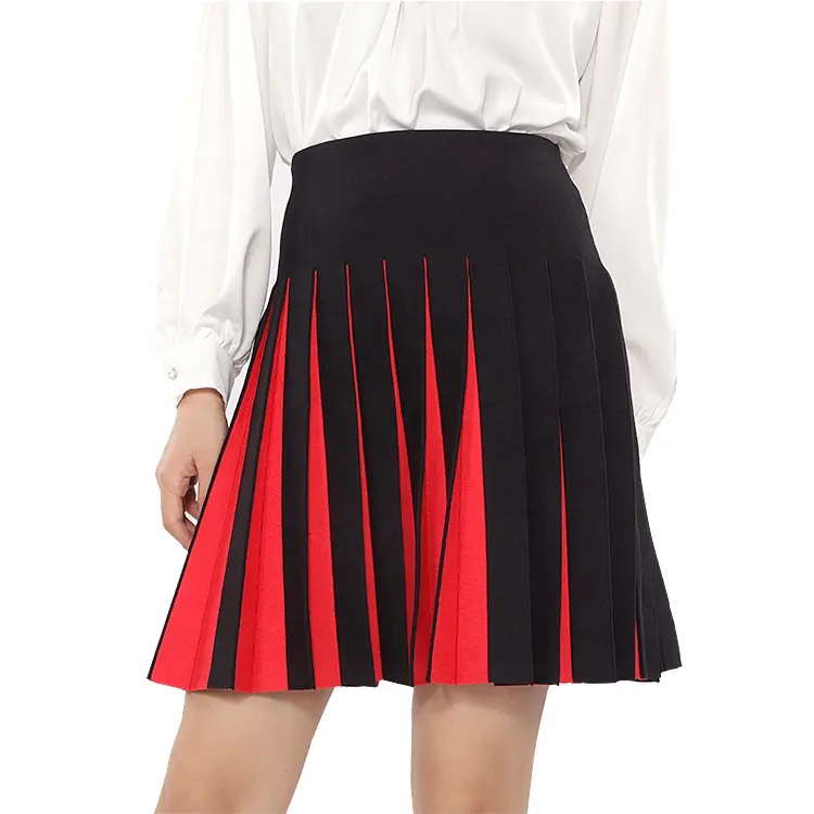Knitwear manufacturers custom Summer fashion knit pleated skirt high waist Elastic sexy women's skirts