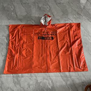 <span class=keywords><strong>Poncho</strong></span> de <span class=keywords><strong>pluie</strong></span> imperméable orange à capuche réfléchissant pour les sports de plein air - Randonnée, vélo, cyclisme, plastique épais - Product Image 2