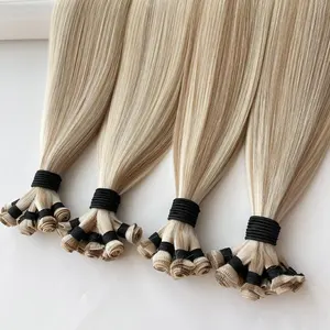 Venta al por mayor Platinum Blonde Mix Darkest Brown Paquetes de cabello humano Extensiones atadas a mano Remy Hair 50G 18 Inch