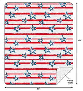 Selimut lempar bintang bendera Amerika serat mikro sisi ganda selimut lempar bulu untuk sofa tempat tidur
