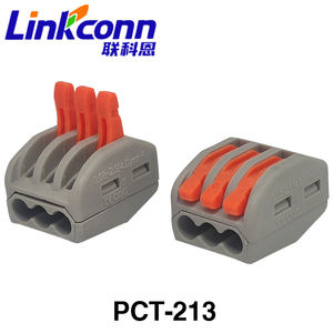 ขั้วต่อสายไฟฟ้าเร็วเชื่อมต่อกับหน้าสัมผัสทองเหลือง PCT-213แบบกดก้านเทอร์มินัลบล็อกสำหรับพลังงานชาย/หญิง - Product Image 1