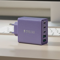 Chargeur mural rapide multi-ports HNT 60W 5-en-1 avec prise UE, adaptateur de charge PD coloré certifié CE FCC RoHS pour iPhone 17/16/15