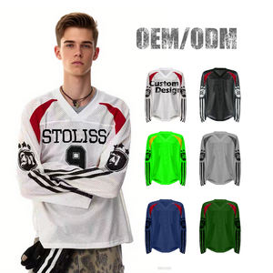 Benutzer definierte American Street Sports Mesh Loch Langarm Stickerei Druck Plain Pullover Outdoor Blank Hockey Jersey Hockey Ice - Product Image 1