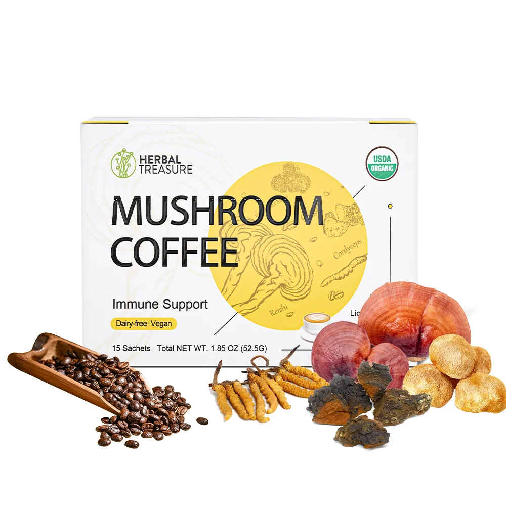 Oploskoffie 4 In 1 Champignonkoffie Oploskoffie Met Reishi Chaga Leeuwen Manen Cordyceps Medicinale Paddenstoel