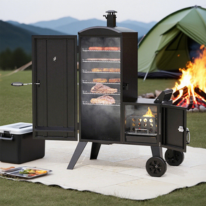Ahumador Vertical de Carbón Estilo Americano Moderno, Parrilla de Barbacoa Estilo <span class=keywords><strong>Texas</strong></span> Comercial, Construcción de Acero Inoxidable, Altura Ajustable - Product Image 2